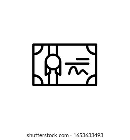 certificate icon. Online Learning icon. Perfect for application, web, logo and presentation template. icon design line style