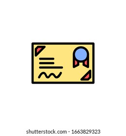 certificate icon. online learning icon. perfect for application, web, logo and presentation template. icon design filled line style