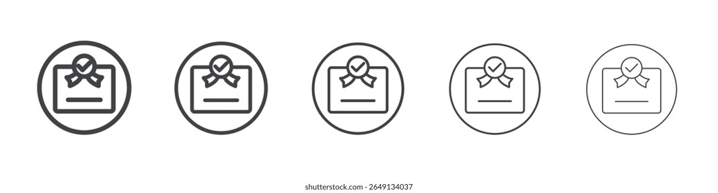 Ícone do certificado símbolo do vetor de ilustração de contorno