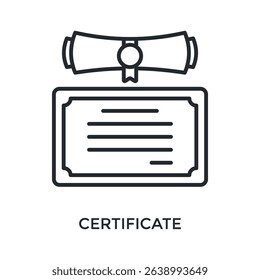 Certificate Icon Outline Style. Vector Illustration For Graphic Design