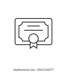 Certificate icon Outline vector line symbol