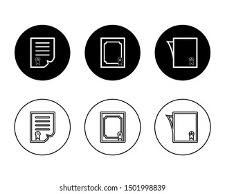 Certificate icon. Papers, Documents concept. Flat vector illustration on black background.