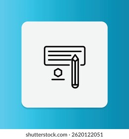 Zertifikat-Symbol mit Stift, das einen zertifizierten oder professionellen Texter repräsentiert.