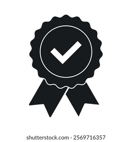 Certificate icon. Premium quality. Achievement badge. Profile Verification. Check mark icon. Vector check mark. Quality mark. Quality seal. Approval sign. Task done. Project completed. Check Mark.