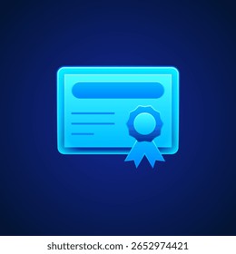 Ícone do Certificado Reconhecimento de Realização e Excelência Acadêmica simbolizando a realização e a excelência acadêmica. Perfeito para conteúdo educacional, anúncios de prêmios, realizações acadêmicas