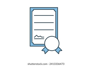 certificate icon. icon related to graduation and achievement. suitable for web site, app, user interfaces, printable etc. flat line icon style. simple vector design editable