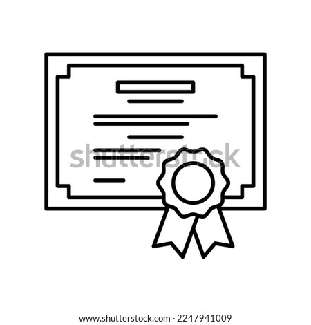 Certificate icon as a reward for achievement with additional medals in black outline style