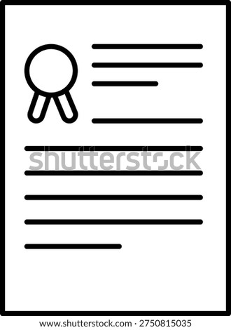 Certificate icon with ribbon seal on document page