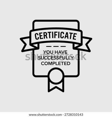 certificate icon with ribbon and text