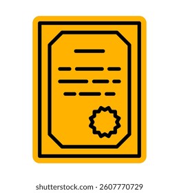 Certificate icon with seal and frame. Vector illustration