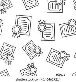 Certificate icon seamless pattern background. License badge vector illustration on white isolated background. Winner medal business concept.
