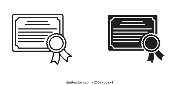 Certificate Icon set in black color for ui designs