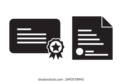Certificate icon set. Degree certificate vector icon symbol design
