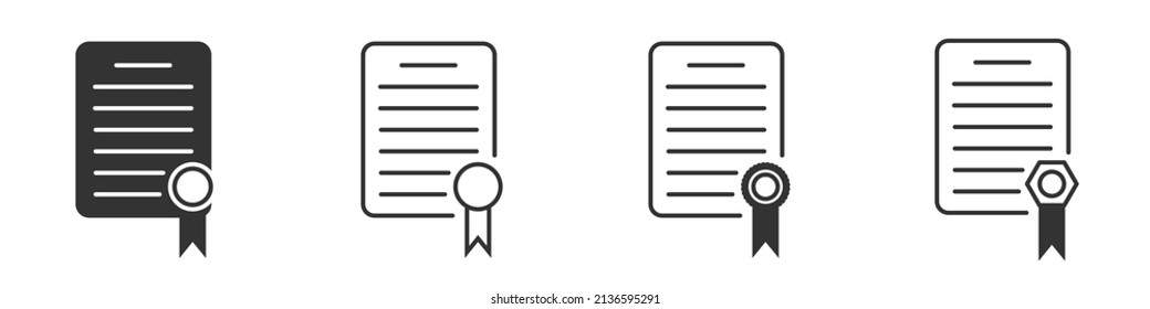 Certificate icon set. Document Qualification. Award diploma. Flat vector illustration.
