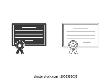 Icono de certificado establecido en estilo plano. Vector