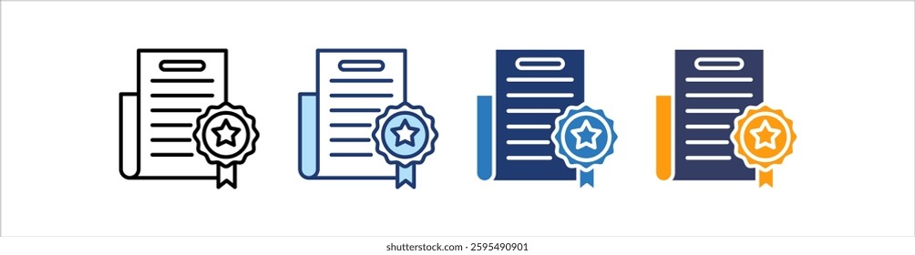 Certificate Icon Set Multiple Style Collection