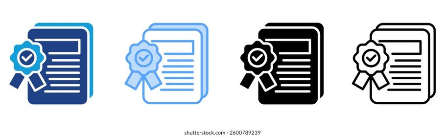 Certificate Icon Set Multiple Style Collection
