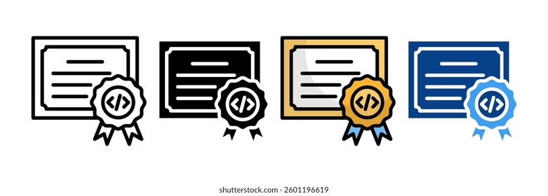 Certificate Icon Set Multiple Style Collection