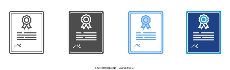 Certificate Icon Set Multiple Style Collection
