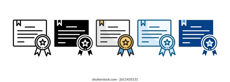 Certificate Icon Set Multiple Style Collection