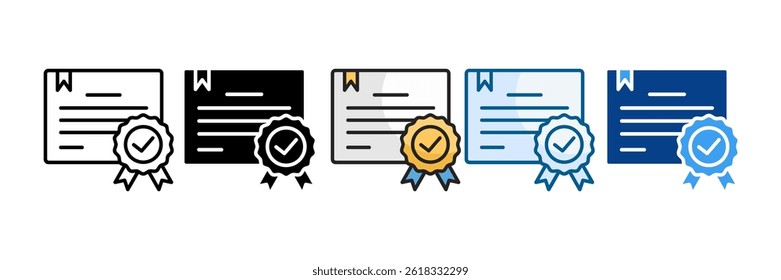 Certificate Icon Set Multiple Style Collection