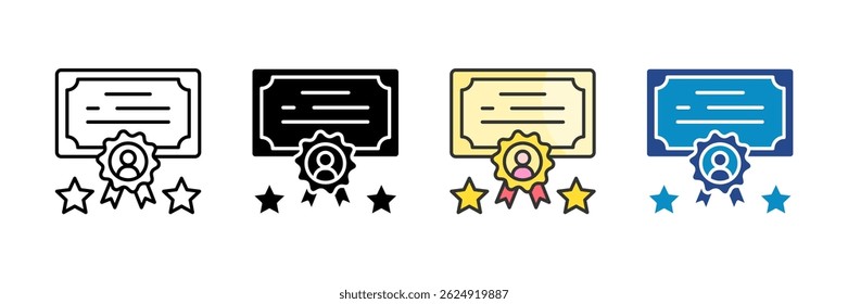 Ícone de certificado definir coleção de vários estilos