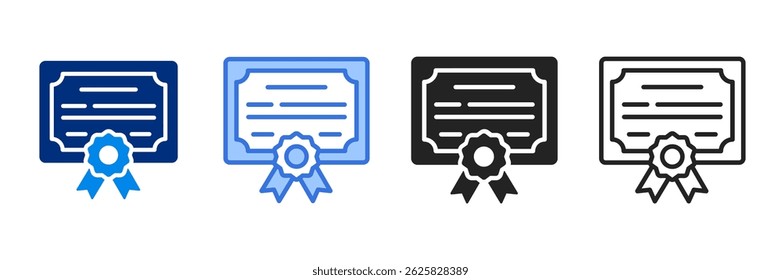 Certificate Icon Set Multiple Style Vector Illustration