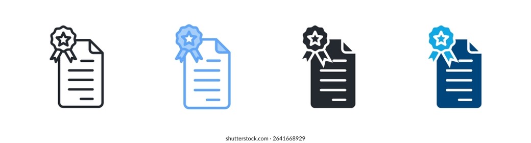 Certificate Icon Set Multiple Style. Design In Outline, Blue, Glyph, Dualtone