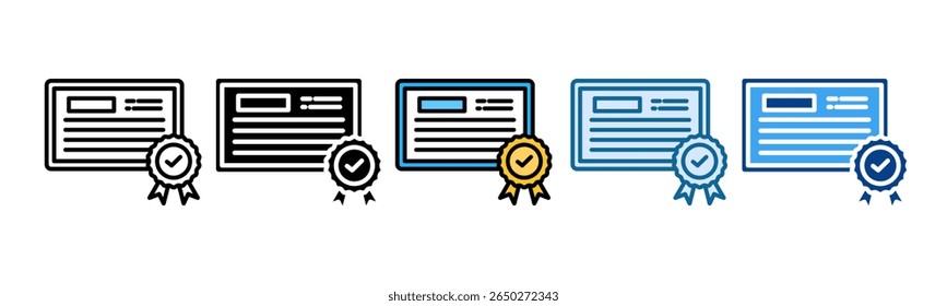 Certificate Icon Set Multiple Style Collection