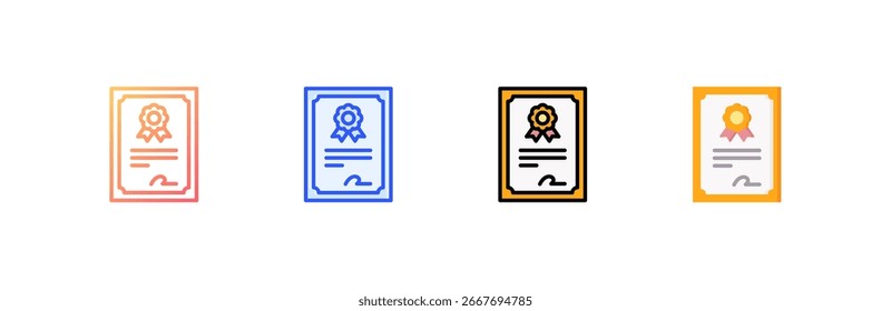 Certificate icon set multiple style collection