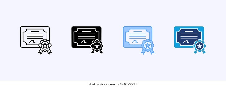 Ícone de certificado definir coleção de vários estilos