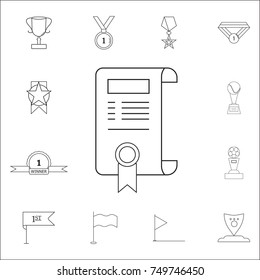 Certificate icon. Set of prizes icons. Web Icons Premium quality graphic design. Signs, outline symbols collection, simple icons for websites, web design, mobile app on white background
