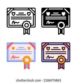 Colección de estilos de conjunto de iconos de certificado