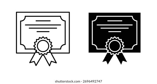 Icono de certificado conjunto de Ilustración vectorial aislado sobre fondo blanco. Símbolo de logro. icono de graduación. 
