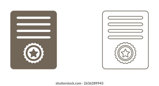 CERTIFICATE icon set. Vector solid icons collection. Solid and line icon style.