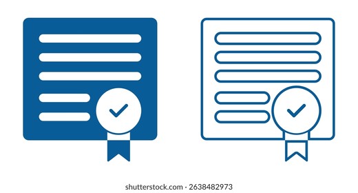 certificate icon set. Vector solid icons collection. Solid and line icon style. eps file. transparent background icon.