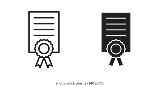 Ícone de certificado silhueta projetos vetoriais. Traçados editáveis