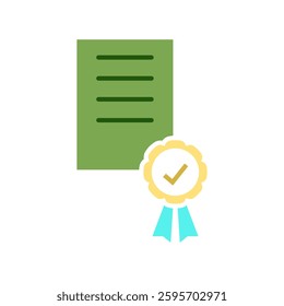 certificate icon, simple flat style, illustration, logo sign symbol pictogram template, for ui or ux isolated on white for mobile app, editable