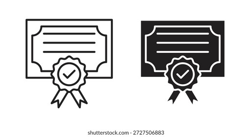 Icono de certificado en elemento de logotipo abstracto de Diseño gráfico moderno de tendencia plana simple