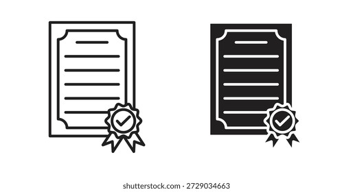 Ícone de certificado vetores simples em preto, adequado para projetos