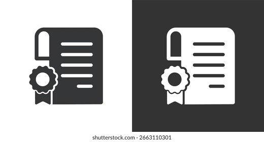 Certificate icon. Solid glyph series icon