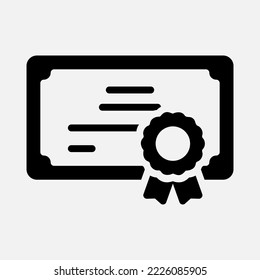 Certificate icon in solid style, use for website mobile app presentation
