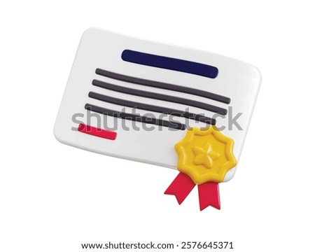 Certificate icon with stamp and ribbon icon 3d render concept of education certificate or achievement certificate icon vector illustration
