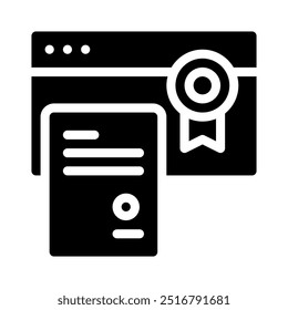 icono de certificado con glifo de estilo