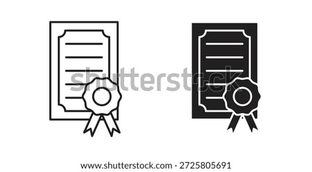 Certificate icon symbol. Vector EPS 10. line and glyph icon