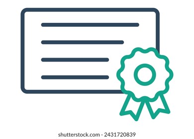 Certificate icon. symbolizing achievement, recognition, and accreditation. line icon style. element illustration.