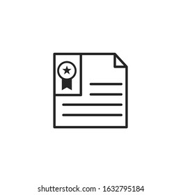 Certificate Icon template color editable. Achievement, award symbol vector sign isolated for graphic and web design.