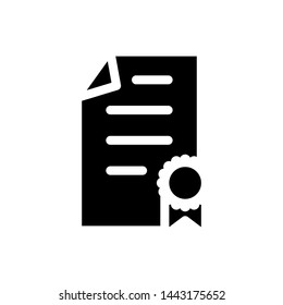 Certificate icon , template vector illustration flat document business emblem isolated , outline solid background white