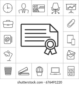 certificate icon. thin line office, workspace icon set.