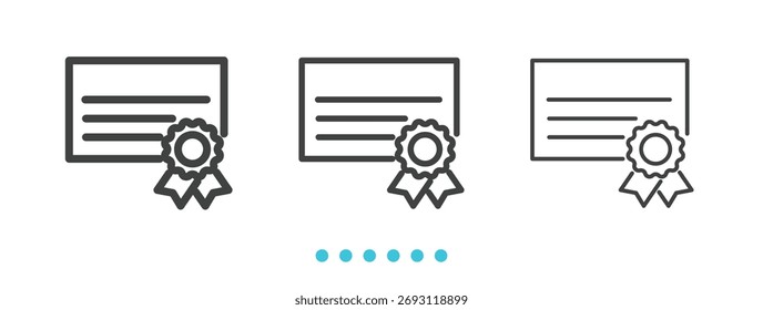 Ícone de Certificado. Vetor de ícone de linha fina